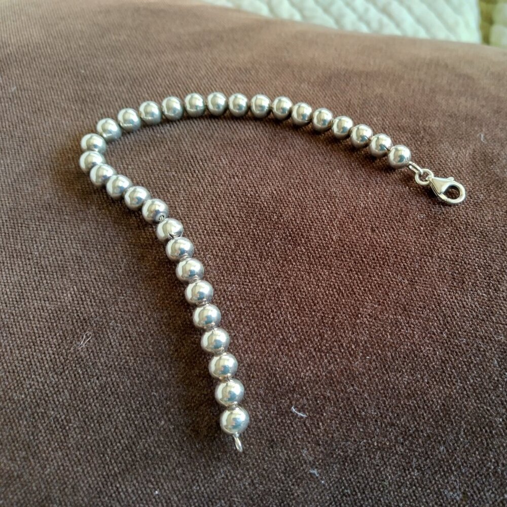 Sterling bracelet, large bead/balls, perfect shape, 7" x 1 cm balls